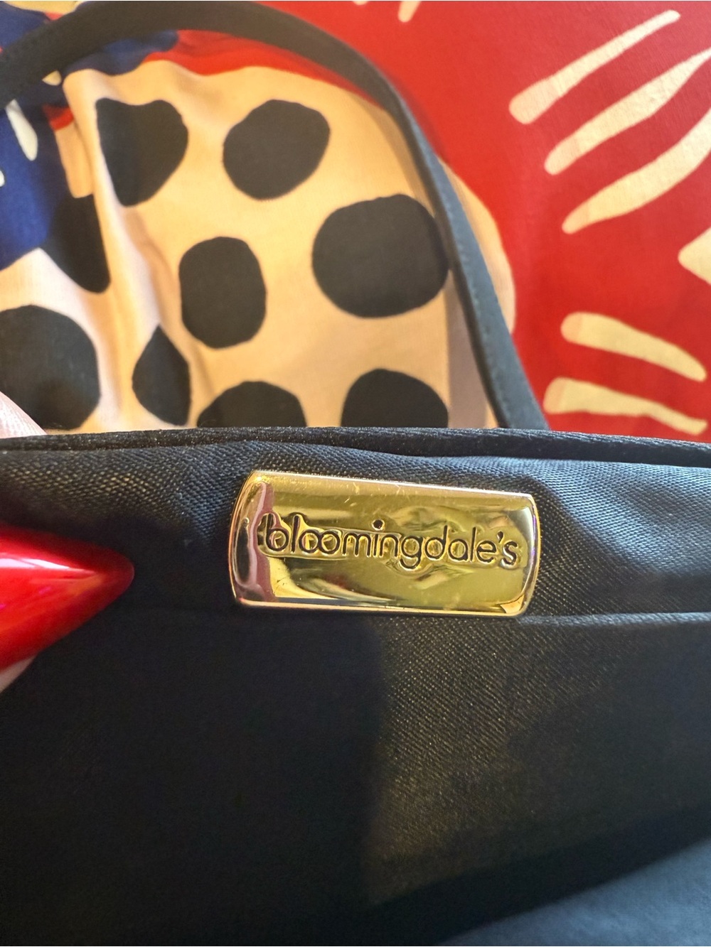 90s Bloomingdale's Black Mini Bag Purse with Floral Appliqué - Picture 9 of 9